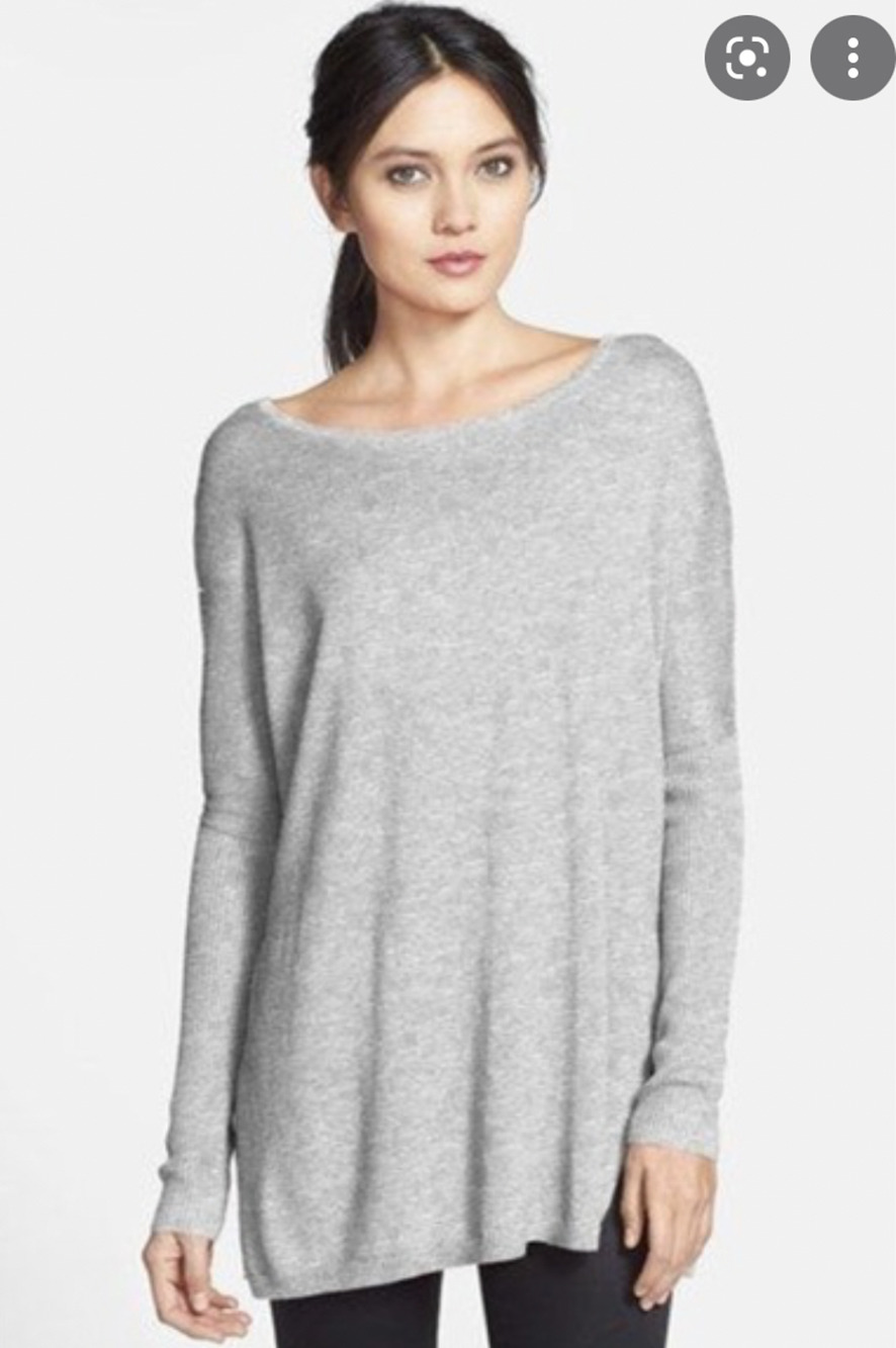 Trouve Side Slit Tunic Sweater Size L Gray Long Sleeve Angora Rabbit Hair *READ